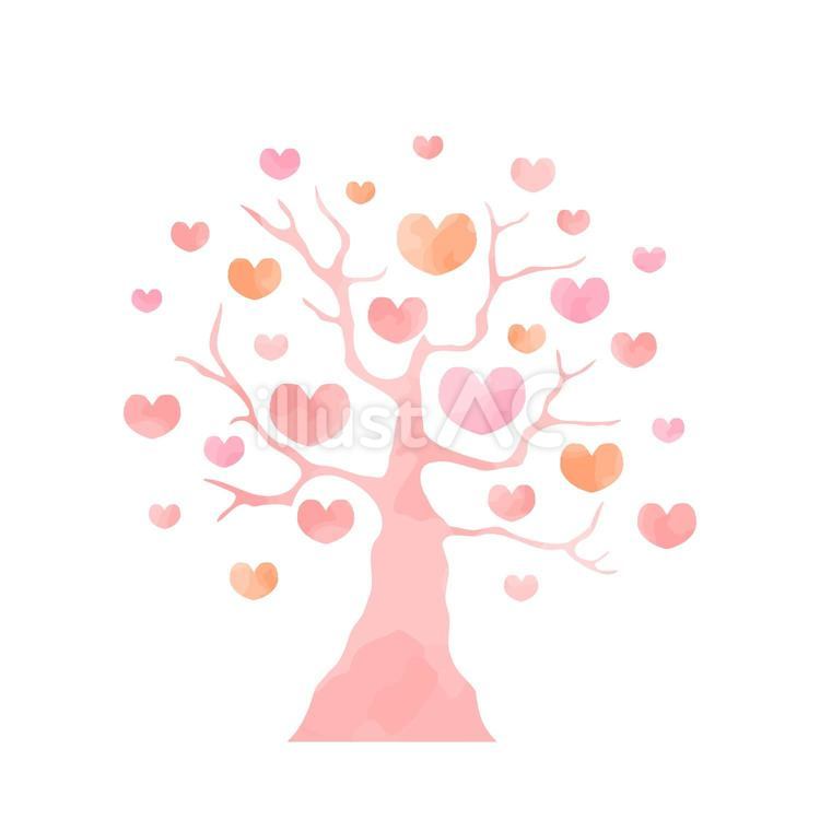 かわいいハートの木のイラスト 木,植物,ハートのイラスト素材