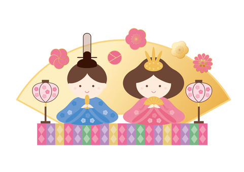 ひな祭りの雛人形 ひなまつり,ひな祭り,セットのイラスト素材