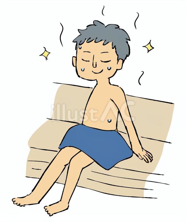 サウナで汗をかく男性 サウナ,健康,ヘルスのイラスト素材
