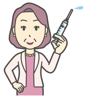  お金持ちマダム-150-バスト おばさん,注射,中年,女性,富裕層,マダム,裕福,お金持ち,ミセス,おばちゃんのイラスト素材