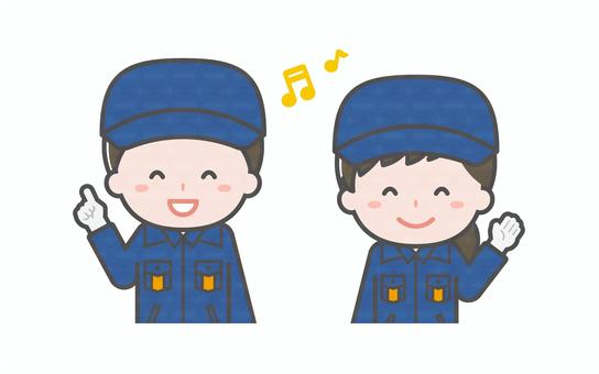 ミニ_2人_消防団員の男女01 男性,女性,大人,職業,仕事,消防団,消防,救助,水防団,災害のイラスト素材