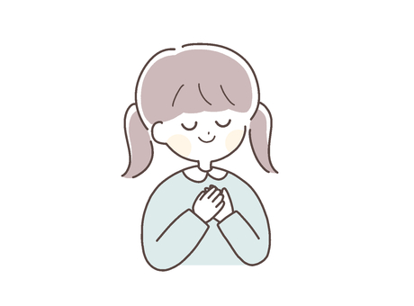 安心した穏やかな表情の子ども_女の子 安心,子ども,落ち着く,リラックス,穏やか,女の子,少女,児童,小学生,園児のイラスト素材