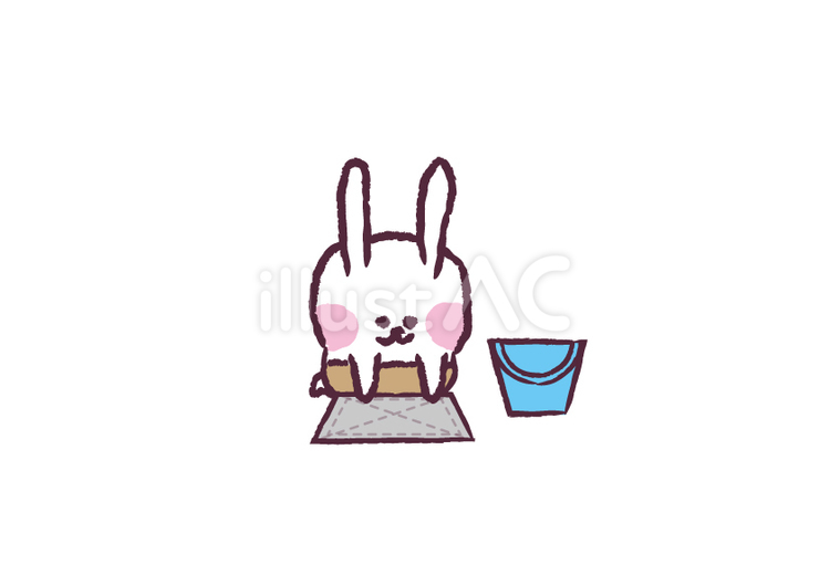 床を拭くウサギ 兎,うさぎ,動物のイラスト素材