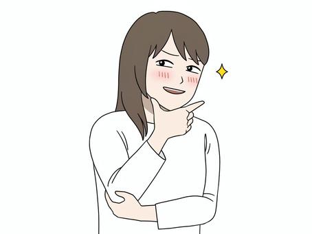 得意気な女性 にんまり,ニヤニヤ,悪だくみ,自慢,目論見,目論む,企む,企てる,思い通り,計画通りのイラスト素材