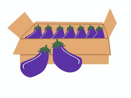 ナスの箱づめ ナス,箱づめ,箱,段ボール,野菜,夏野菜,主線なし,ポップ,可愛い,シンプルのイラスト素材