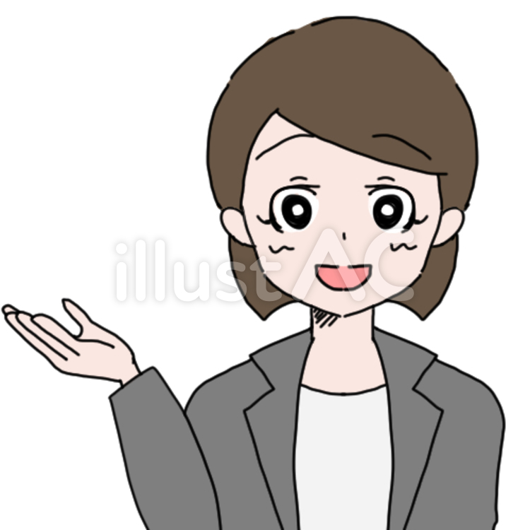 キャリアウーマン（案内） 手かざし,手をかざす,説明のイラスト素材