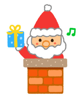 嬉しそうにプレゼントを持つサンタクロース サンタクロース,煙突,プレゼント,サンタ,クリスマス,顔出し,サンタ帽,12月,冬,人物のイラスト素材