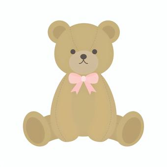 リボンを付けたテディベア テディベア,ぬいぐるみ,くま,マフラー,お座り,おもちゃ,リボン付きのイラスト素材
