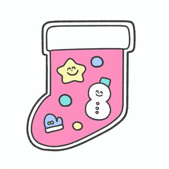 クリスマスの靴下の手描きイラスト4 クリスマス,靴下,手描き,小物,挿絵,かわいい,プレゼント,飾りのイラスト素材