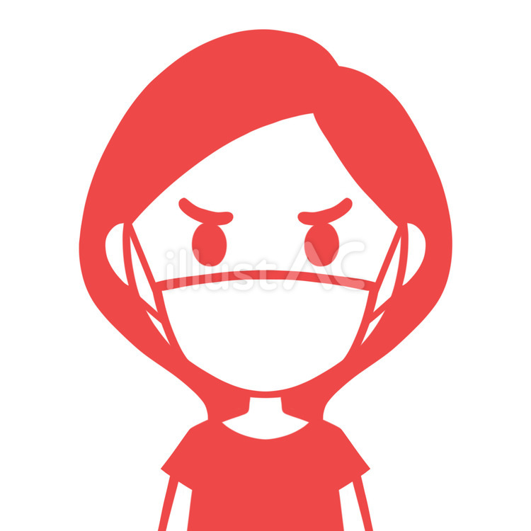 マスクをつけた女の人のアイコン 女性,アイコン,顔のイラスト素材