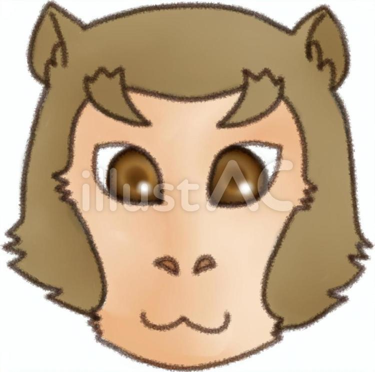おさるさん 猿,ニホンザル,笑顔のイラスト素材