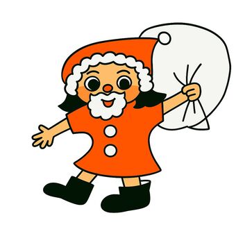 サンタクロース　女の子　カラフル　赤 クリスマス,かわいい,ゆるい,萌え,ファンシー,オリジナル,キャラ,ゆるキャラ,プレゼントのイラスト素材