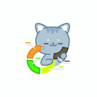 イラスト095 猫,ネコ,データ分析,グラフ,統計,スマートフォン,ビジネス,テクノロジー,かわいい,キャラクターのイラスト素材