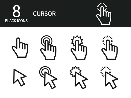 Cursor icon set, cursor, click, pointer, JPG and PNG