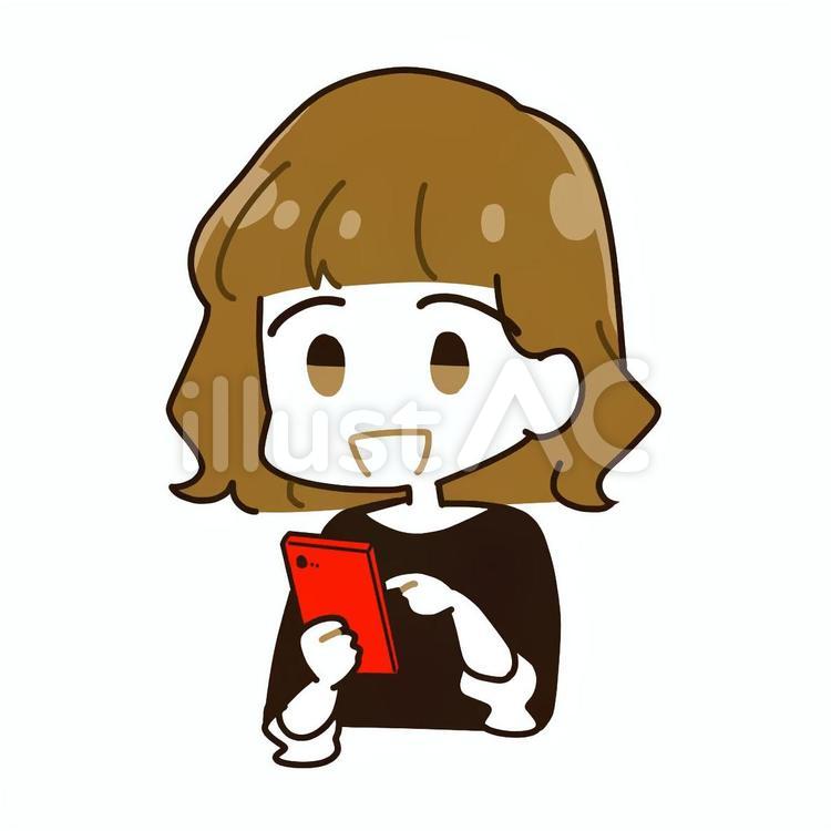スマホ　操作　女性 スマートフォン,スマホ,携帯のイラスト素材
