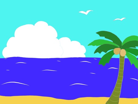 Illustration, sea, palm, summer, JPG and PNG