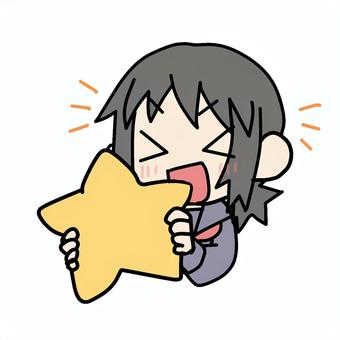 笑顔で星を持つ学生少女 学生,笑顔,星,持つ,嬉しい,にこにこ,大好き,表現,アピール,お気に入りのイラスト素材