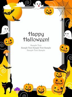 ハロウィンのフレーム、背景70 ハロウィン,背景,フレーム,かぼちゃ,ジャックオランタン,おばけ,ハロウィーン,秋,水彩,手描きのイラスト素材