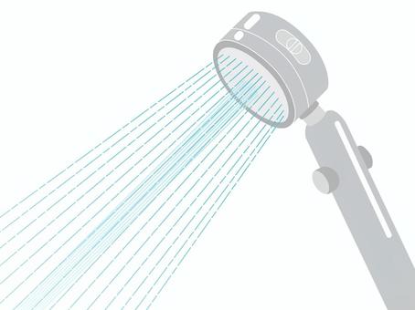 お湯が出ているステンレスシャワーヘッド シャワーヘッド,シャワー,ステンレス,節水,水,お湯,お風呂,入浴,バスタイム,洗うのイラスト素材