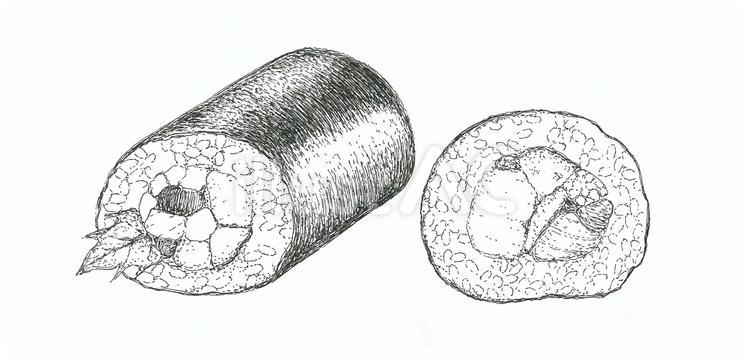 食べ応えのある恵方巻の手描きイラスト 恵方巻,食べ物,節分のイラスト素材