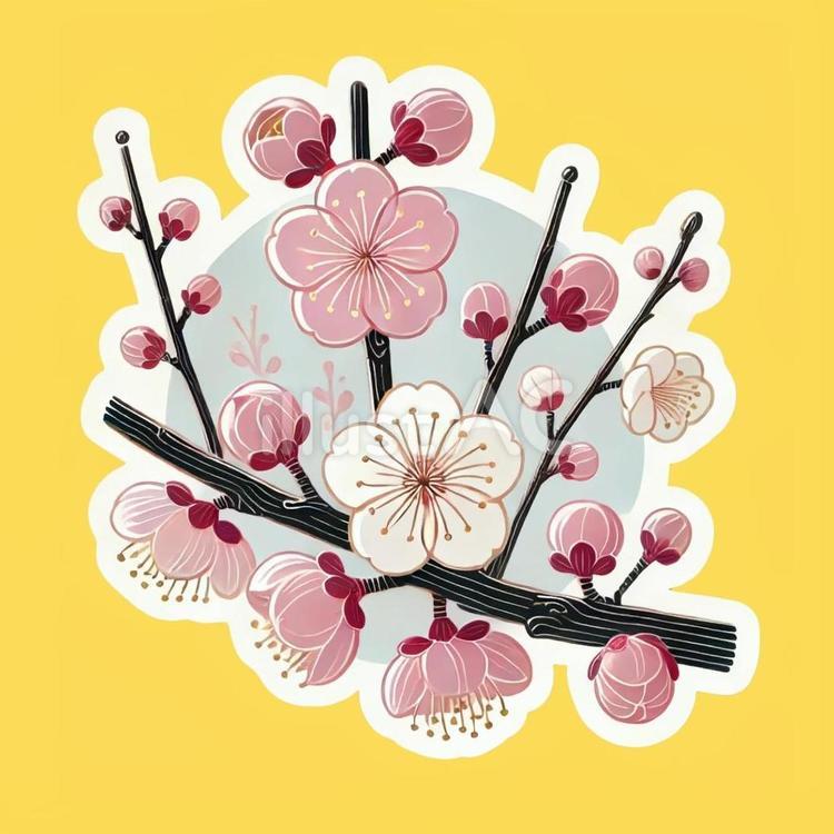 優美に咲く梅の花 梅の花,春,和風のイラスト素材