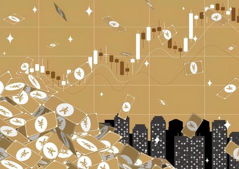 経済とお金のビジネス背景素材 経済とお金のビジネス背景素材 お金,お札,経済,都市,オフィス,ビル,株,チャート,グリッド,ビジネスのイラスト素材