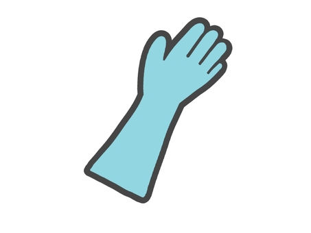 厚手の青色ゴム手袋のイラスト素材　片手 手袋,ゴム手袋,アイコン,あしらい,シンプル,手書き,かわいい,ポップ,ゆるい,おしゃれのイラスト素材