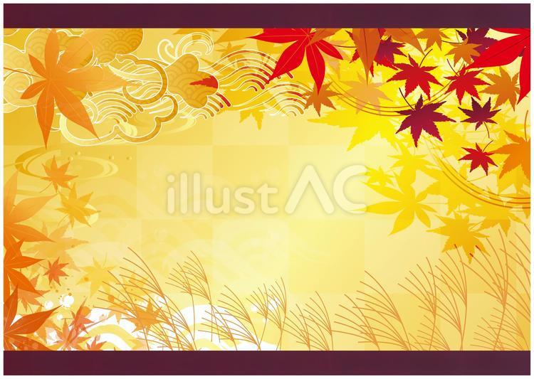 秋の紅葉和風背景 秋,もみじ,紅葉のイラスト素材