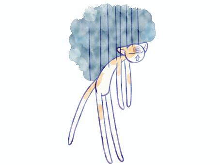 気持ち落ち込み猫 猫,可愛い,落ち込む,どんより,暗い,だるい,憂鬱,水彩風のイラスト素材