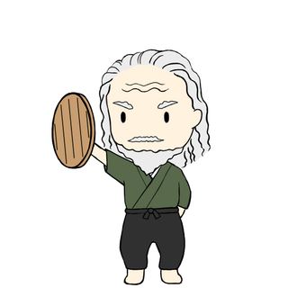 塚原卜伝 塚原卜伝,剣豪,戦国時代,鍋蓋,人物,歴史,日本史,二頭身,かわいい,シンプルのイラスト素材