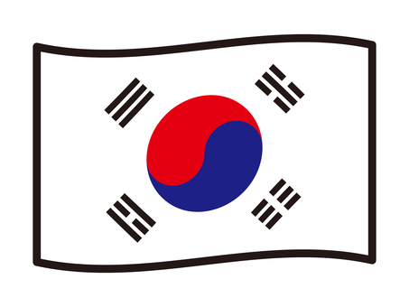韓国の国旗のアイコンイラスト素材2 国旗,旗,韓国,アジア,かわいい,シンプル,簡単,イラスト,素材のイラスト素材