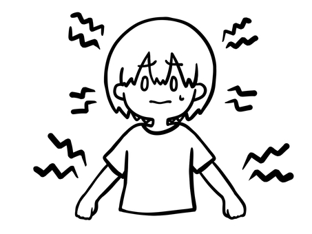 体が痛くて辛い人　線画 痛い,全身,体,ヒリヒリ,ピリピリ,炎症,肌,ダメージ,トラブル,困るのイラスト素材