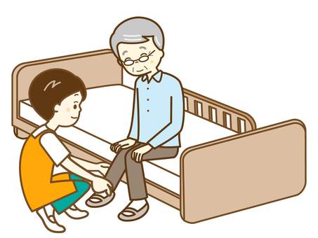 介助9 介助,介助員,ヘルパー,仕事,サポート,デイケア,入所施設,福祉,福祉施設,ベッドのイラスト素材