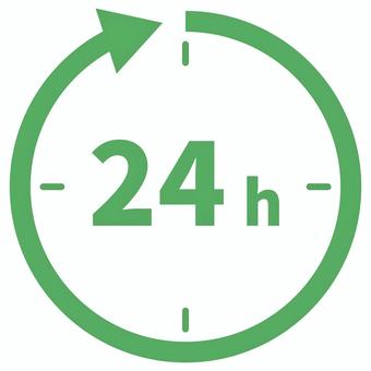 24時間のアイコン 緑 24時間,営業,開店,ショップ,オープン,店,コンビニ,スーパー,小売店,一日のイラスト素材
