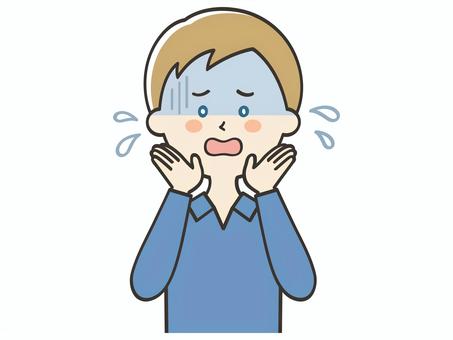 危険を知らせる白人男性 sos,助けて,焦る,困る,絶望,不安,危険,注意喚起,呼びかけ,声かけのイラスト素材