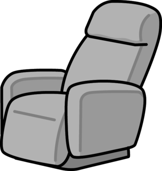 グレーのリクライニングチェアです。 リクライニングチェア,シンプル,椅子,背もたれ,リラックス,家具,快適,エステ,電動,ソファのイラスト素材