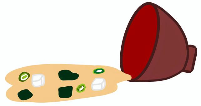 味噌汁をこぼす 味噌汁,こぼす,お椀,こぼれる,倒す,具,豆腐,ネギ,ワカメ,落とすのイラスト素材