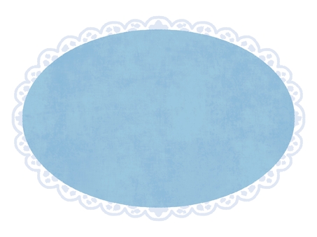 レースの縁の楕円形フレーム（ブルー） 楕円形,フレーム,枠,青色,レース,飾り,かわいいのイラスト素材