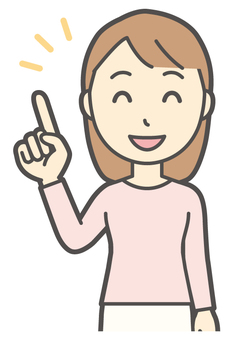  ロングヘア女性-467-バスト 指差し,ニコニコ,女性,女の子,人物,かわいい,笑顔,嬉しい,楽しい,にっこりのイラスト素材