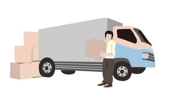 引越しの段ボールを運ぶ従業員 人物,荷物,段ボール,生活,フリー素材,異動,アイコン,シンプル,ベクター,お引越しのイラスト素材