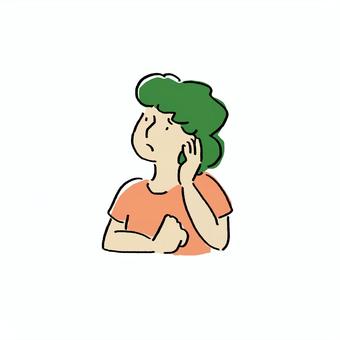 悩む女性、困る女性、心配する人 女性,シンプル,手書き,ゆるい,リアクション,上半身,悩む,困る,悩み,不安のイラスト素材
