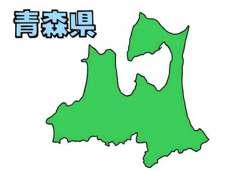 少しゆるい青森県地図 書き文字 青森県,青森,県,地図,東北,ゆるい,手描き,線画,緑,日本のイラスト素材