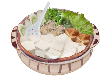 湯豆腐（大）スプーン付き 湯豆腐,豆腐,スプーン,昆布,出汁,豆腐料理,木綿豆腐,絹ごし豆腐,鍋物,和食のイラスト素材