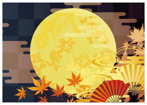 Illustration, autumn, autumn leaves, moon viewing, 