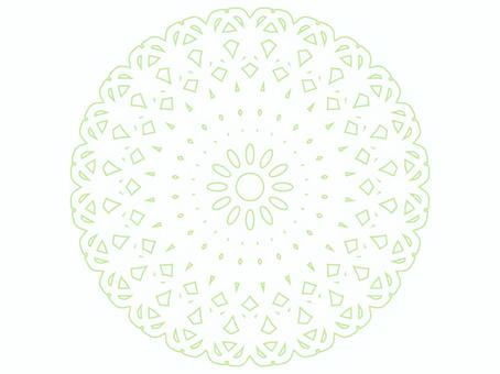 緑のレースのように軽やかな円形の飾り枠 背景,フレーム,模様,レース,ドイリー,円形,丸,飾り,装飾,オーナメントのイラスト素材