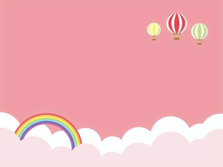 Cute balloon background material _ pop pink, un ballon, rainbow, rainbow, JPG, PNG and EPS