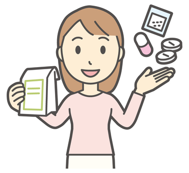  ロングヘア女性-560-バスト 薬,女性,女の子,人物,かわいい,医薬品,カプセル,薬局,ドラッグストア,錠剤のイラスト素材