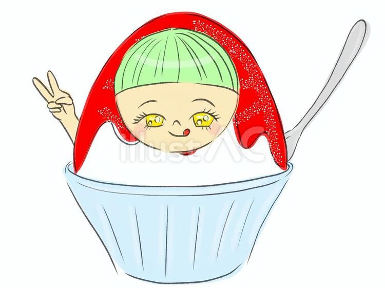 かき氷さん かき氷,食べ物,赤のイラスト素材