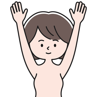 万歳 上半身 裸_影 OKW 女性,レディ,バンザイ,両手,裸,乳がん検診,乳がん,ピンクリボン,セルフチェック,セルフケアのイラスト素材