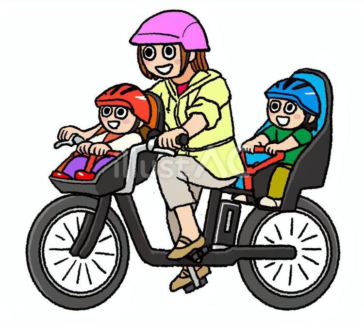 自転車送迎（ママ） 自転車,送迎,子供のイラスト素材